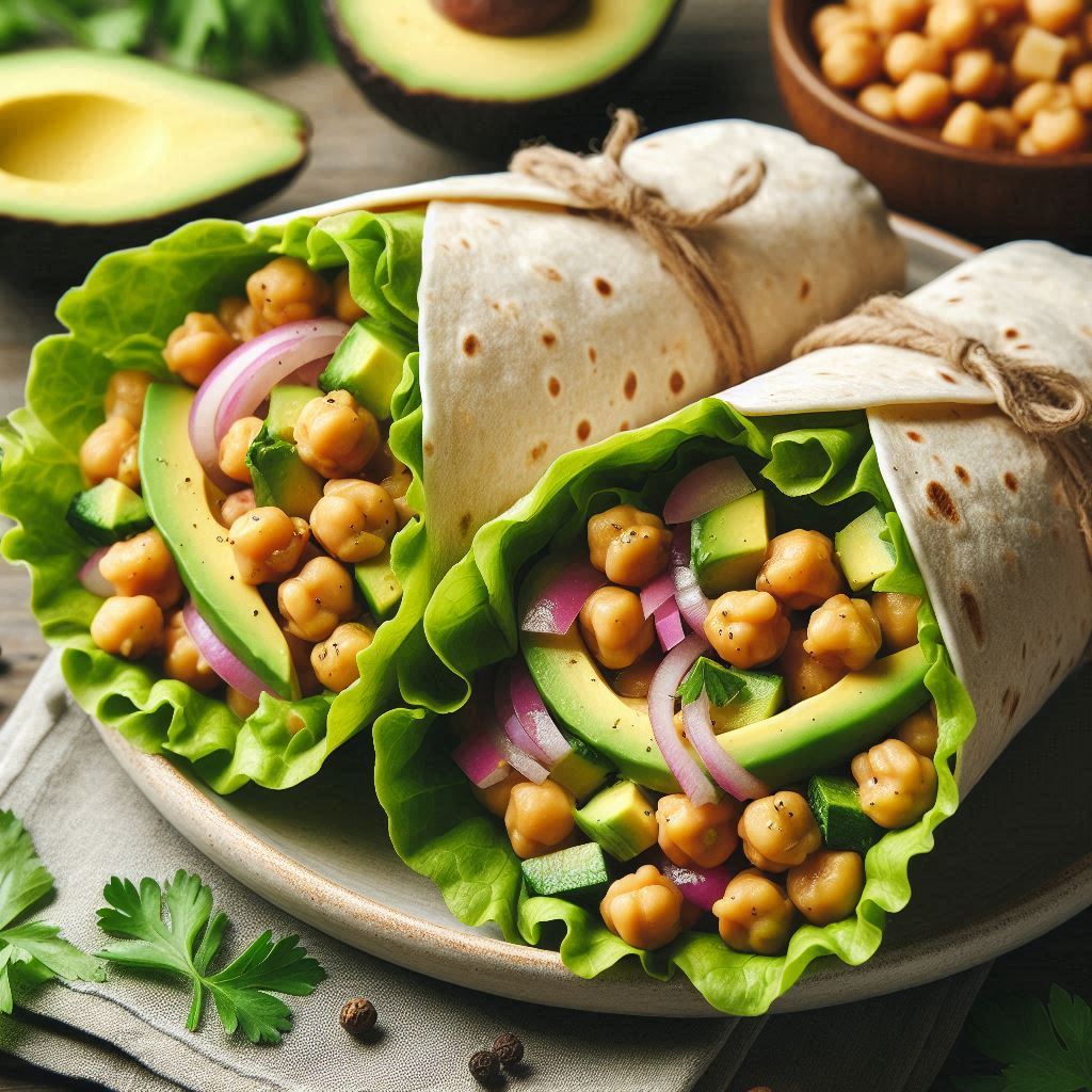 Chickpea & Avocado Salad Wraps