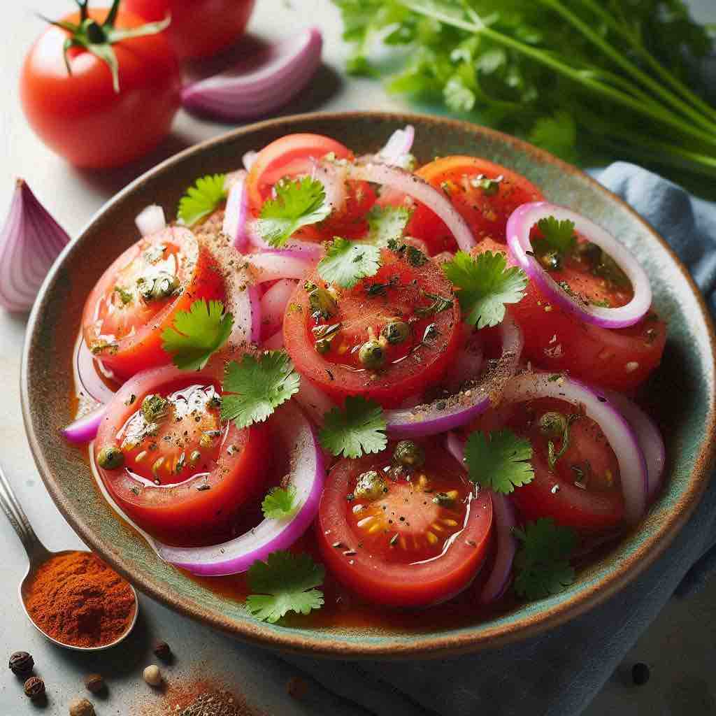 Refreshing Tomato and Onion Salad with Zesty Chaat Masala