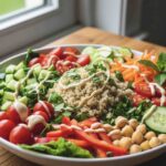 Vibrant Quinoa and Rainbow Veggie Salad with Creamy Lemon-Tahini Dressing